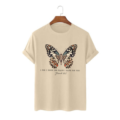 Christianartworkshop Modern Style Quote Butterfly Jeremiah 29:11 Short Sleeve T-shirt