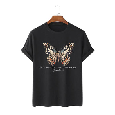 Christianartworkshop Modern Style Quote Butterfly Jeremiah 29:11 Short Sleeve T-shirt