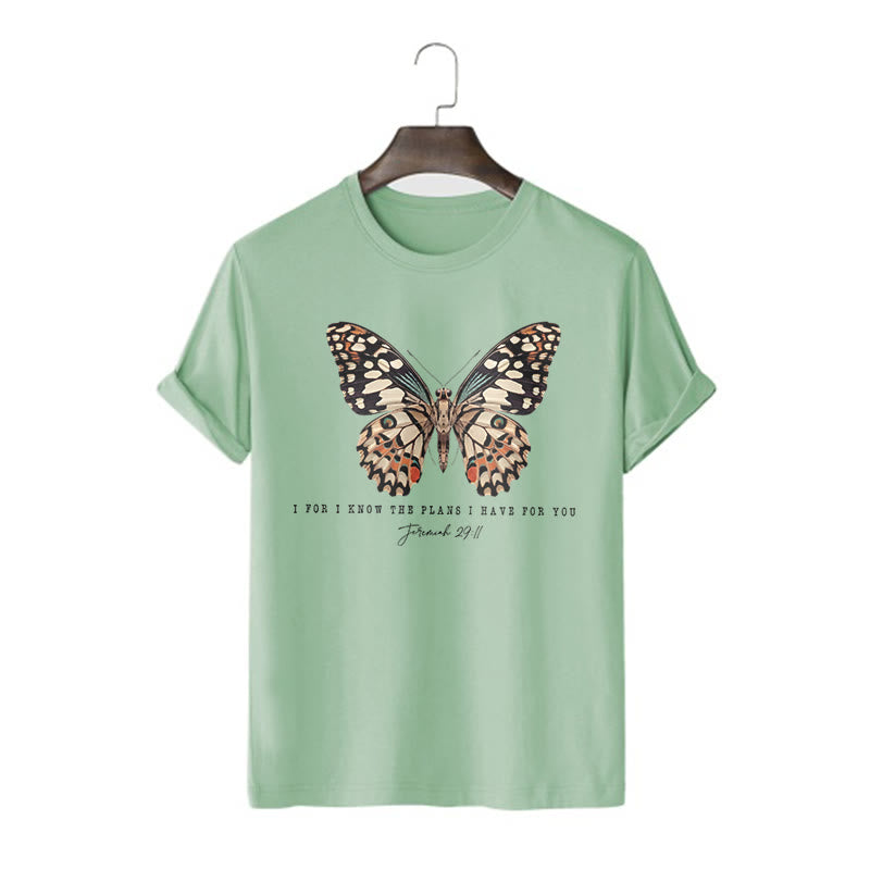 Christianartworkshop Modern Style Quote Butterfly Jeremiah 29:11 Short Sleeve T-shirt