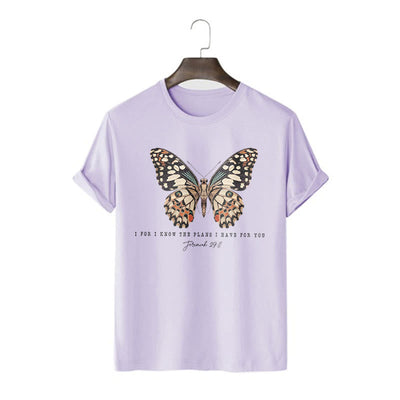 Christianartworkshop Modern Style Quote Butterfly Jeremiah 29:11 Short Sleeve T-shirt