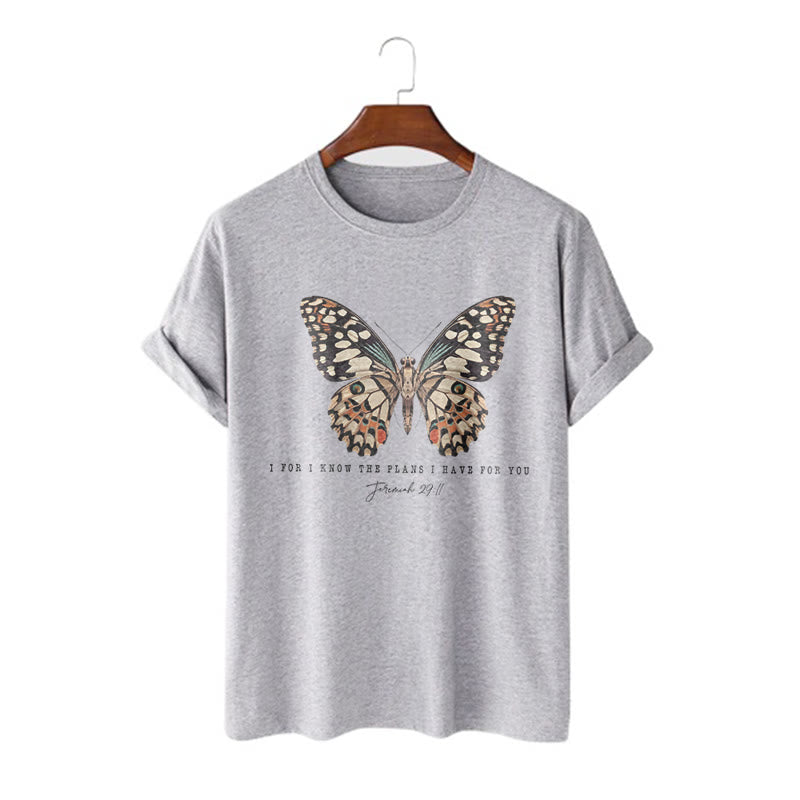 Christianartworkshop Modern Style Quote Butterfly Jeremiah 29:11 Short Sleeve T-shirt