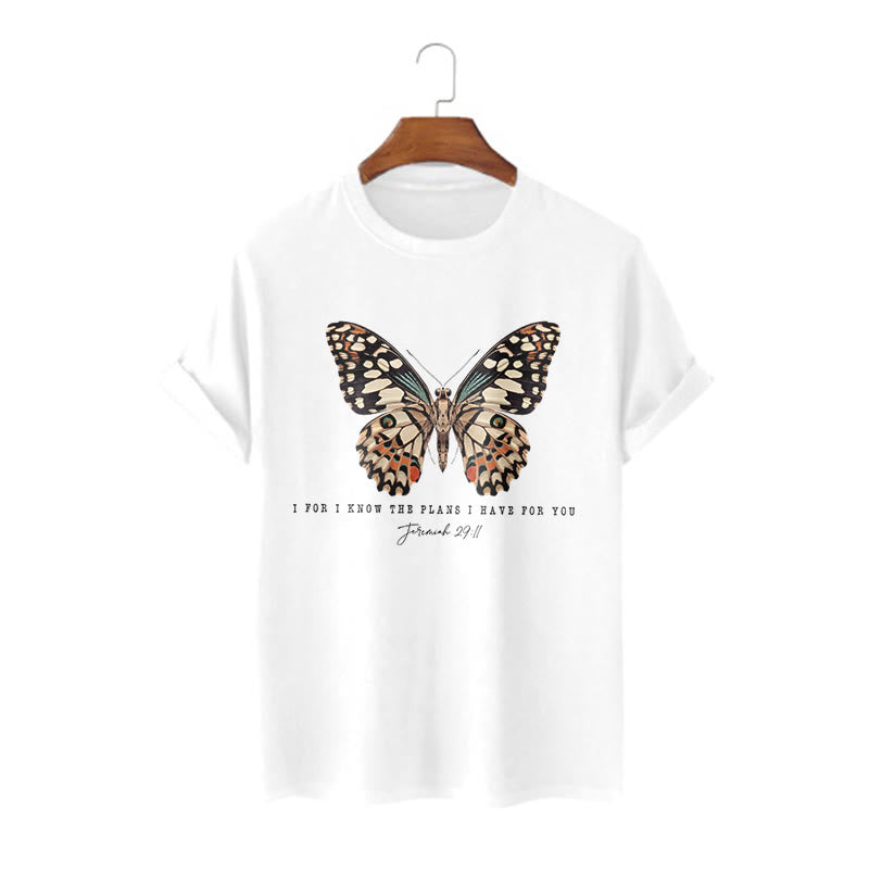 Christianartworkshop Modern Style Quote Butterfly Jeremiah 29:11 Short Sleeve T-shirt