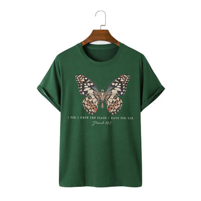 Christianartworkshop Modern Style Quote Butterfly Jeremiah 29:11 Short Sleeve T-shirt