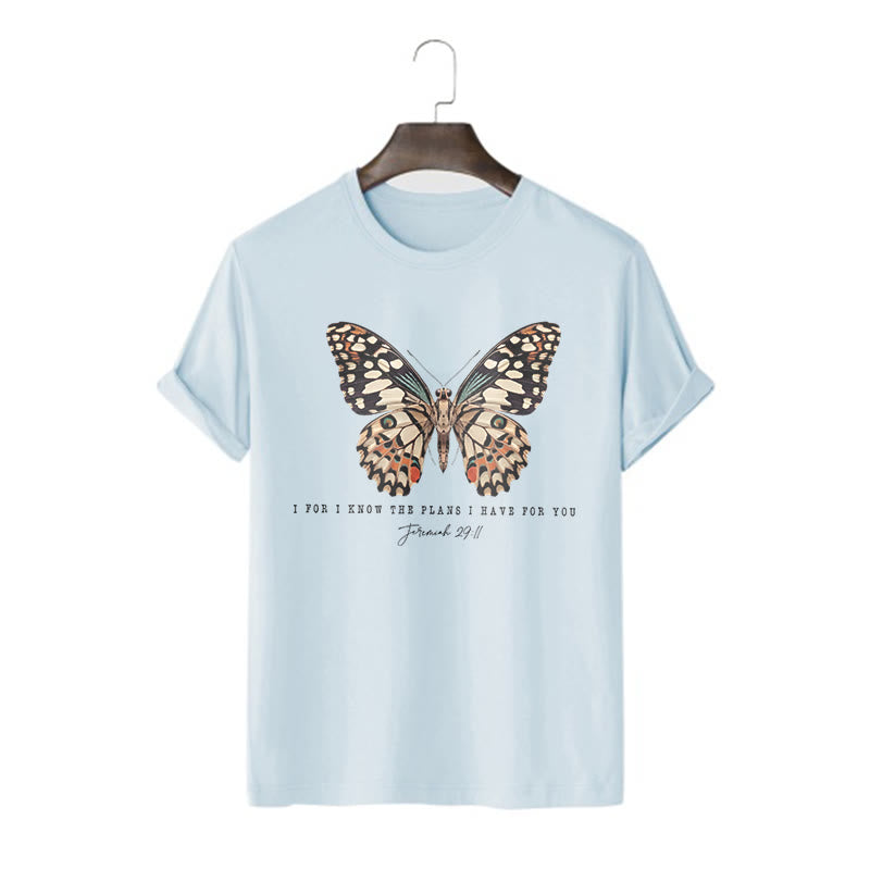 Christianartworkshop Modern Style Quote Butterfly Jeremiah 29:11 Short Sleeve T-shirt