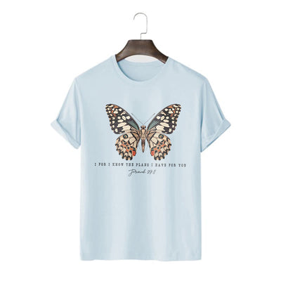 Christianartworkshop Modern Style Quote Butterfly Jeremiah 29:11 Short Sleeve T-shirt