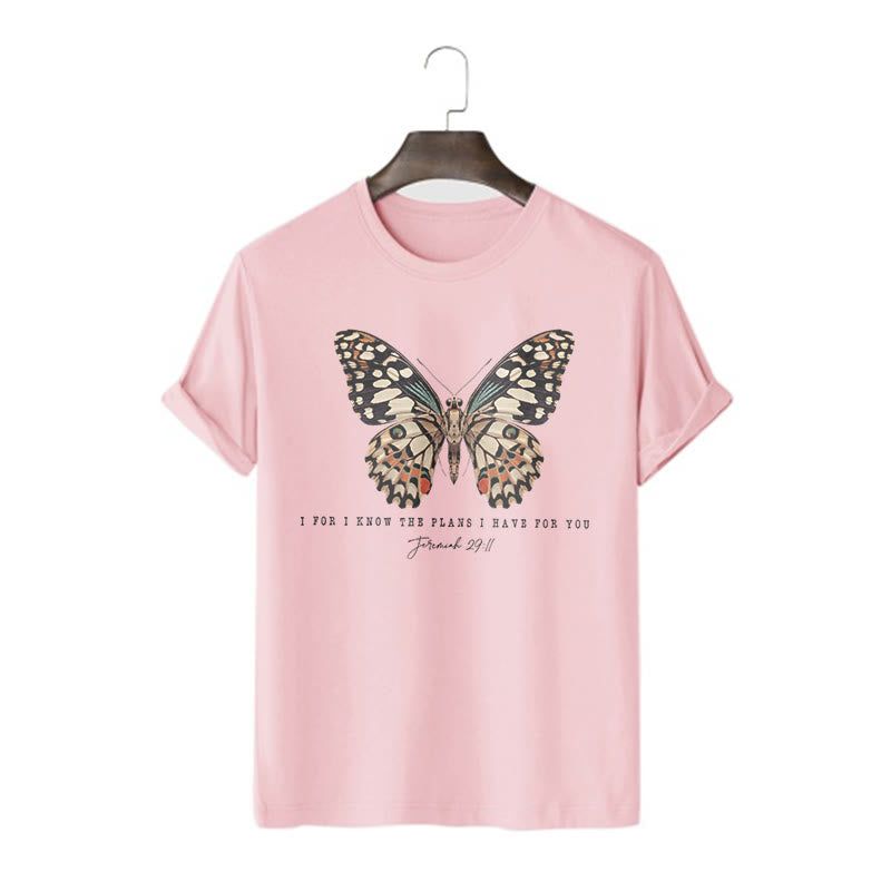 Christianartworkshop Modern Style Quote Butterfly Jeremiah 29:11 Short Sleeve T-shirt