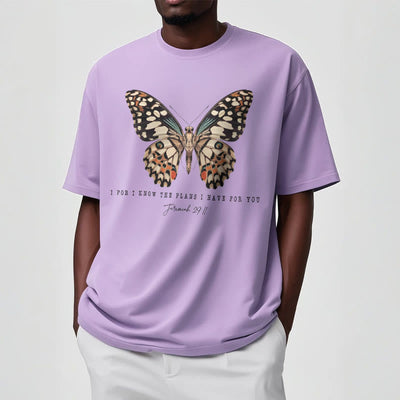Christianartworkshop Modern Style Quote Butterfly Jeremiah 29:11 Short Sleeve T-shirt