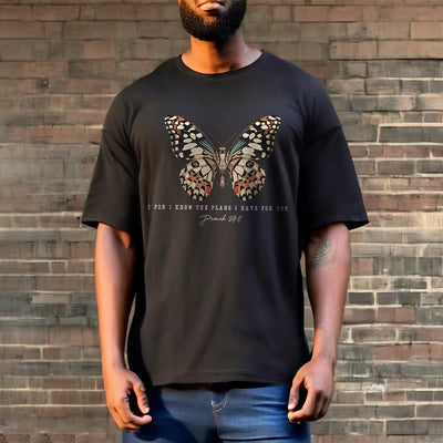 Christianartworkshop Modern Style Quote Butterfly Jeremiah 29:11 Short Sleeve T-shirt
