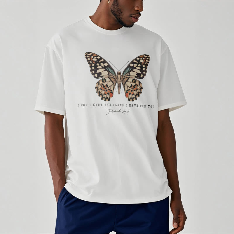 Christianartworkshop Modern Style Quote Butterfly Jeremiah 29:11 Short Sleeve T-shirt