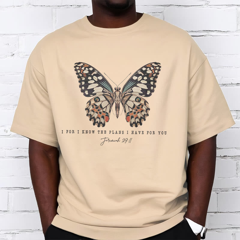 Christianartworkshop Modern Style Quote Butterfly Jeremiah 29:11 Short Sleeve T-shirt
