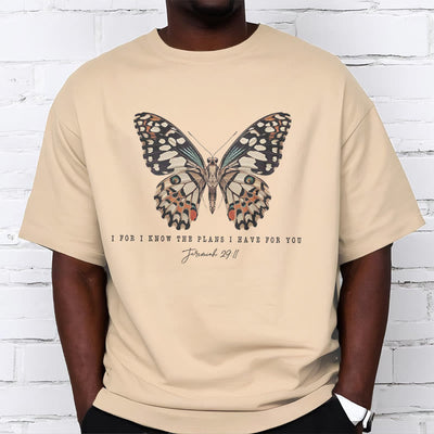 Christianartworkshop Modern Style Quote Butterfly Jeremiah 29:11 Short Sleeve T-shirt