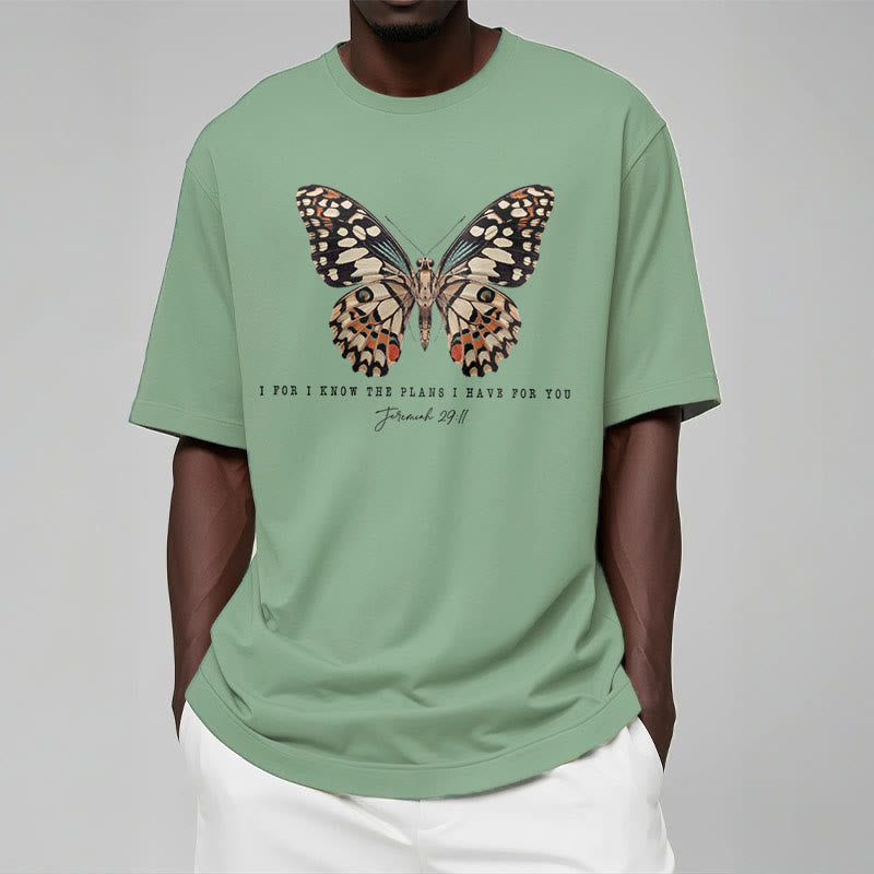 Christianartworkshop Modern Style Quote Butterfly Jeremiah 29:11 Short Sleeve T-shirt