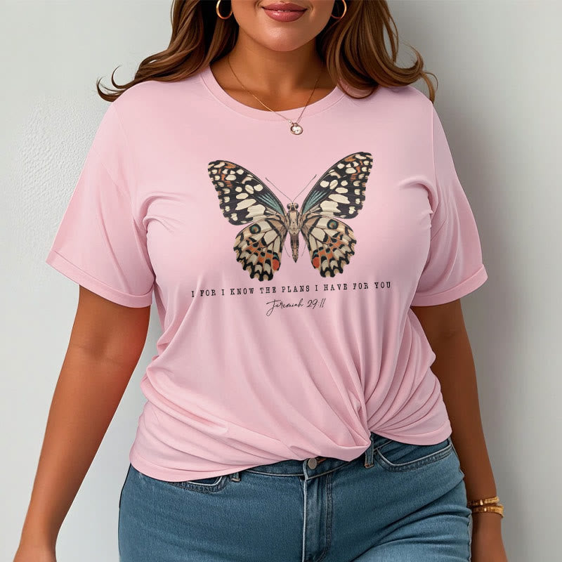 Christianartworkshop Modern Style Quote Butterfly Jeremiah 29:11 Short Sleeve T-shirt
