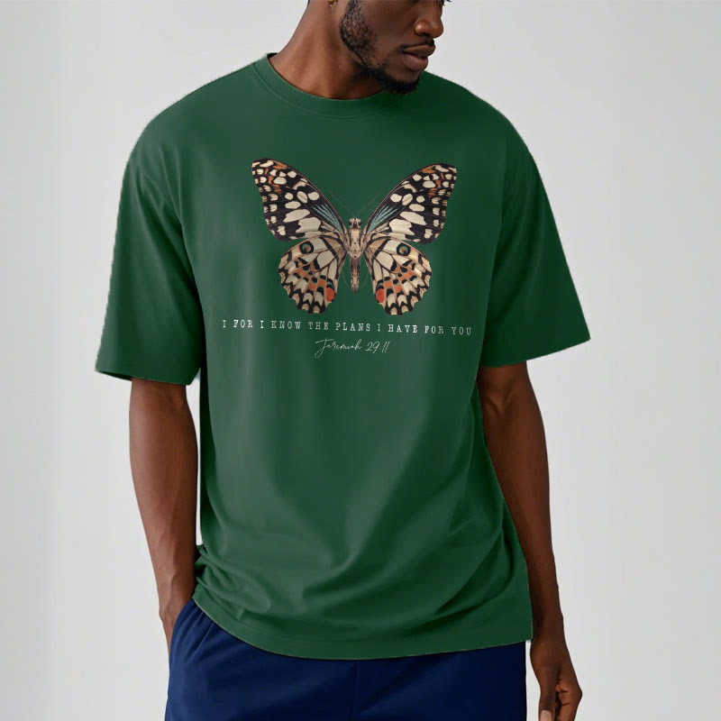 Christianartworkshop Modern Style Quote Butterfly Jeremiah 29:11 Short Sleeve T-shirt