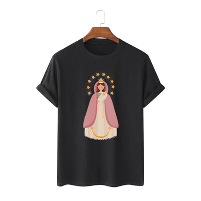Christianartworkshop Minimalist Style Divine Virgin Mary and Child Short Sleeve T-shirt