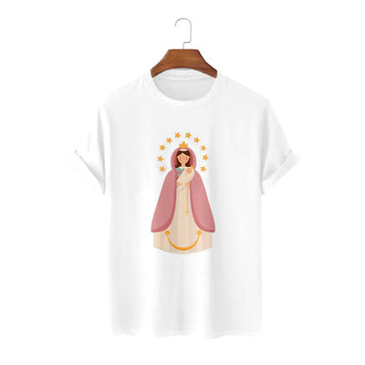 Christianartworkshop Minimalist Style Divine Virgin Mary and Child Short Sleeve T-shirt
