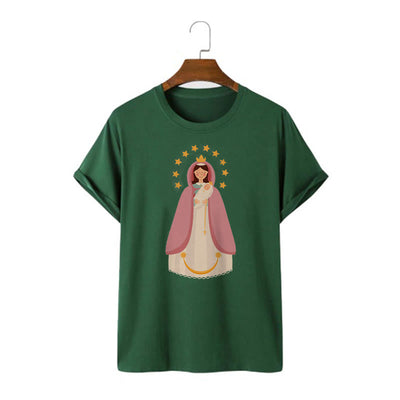 Christianartworkshop Minimalist Style Divine Virgin Mary and Child Short Sleeve T-shirt
