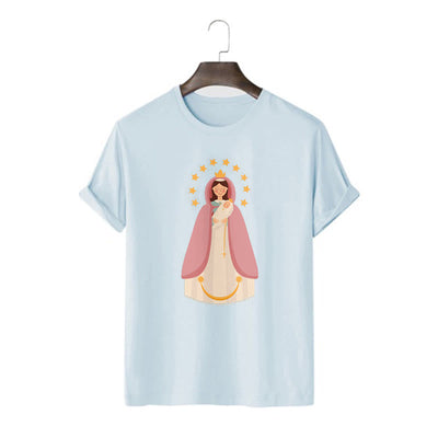 Christianartworkshop Minimalist Style Divine Virgin Mary and Child Short Sleeve T-shirt