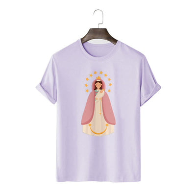 Christianartworkshop Minimalist Style Divine Virgin Mary and Child Short Sleeve T-shirt