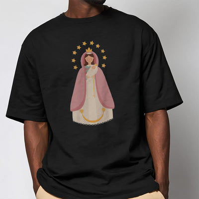 Christianartworkshop Minimalist Style Divine Virgin Mary and Child Short Sleeve T-shirt