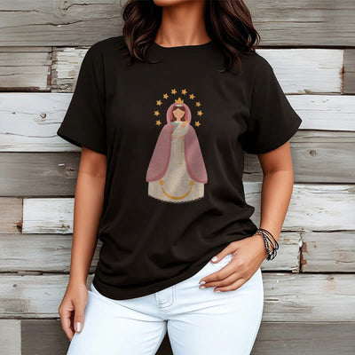 Christianartworkshop Minimalist Style Divine Virgin Mary and Child Short Sleeve T-shirt