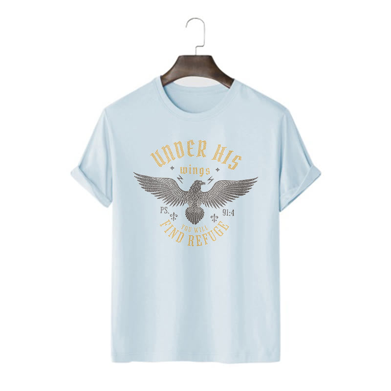 Christianartworkshop Modern Style Under His Wings You Will Find Refuge Short Sleeve T-shirt