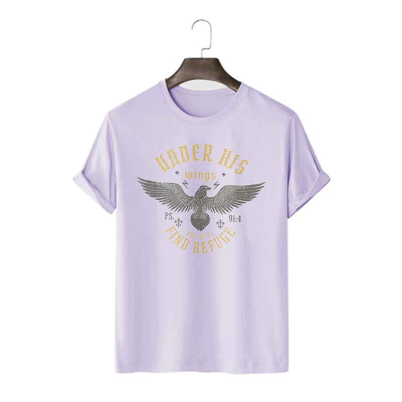 Christianartworkshop Modern Style Under His Wings You Will Find Refuge Short Sleeve T-shirt