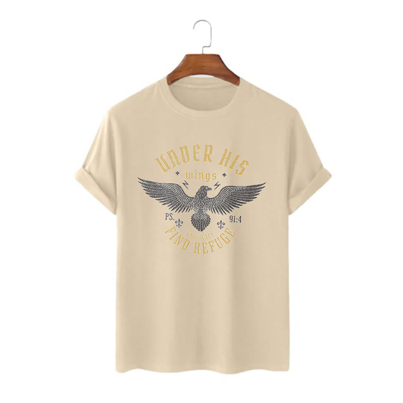 Christianartworkshop Modern Style Under His Wings You Will Find Refuge Short Sleeve T-shirt