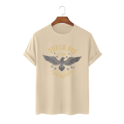 Christianartworkshop Modern Style Under His Wings You Will Find Refuge Short Sleeve T-shirt