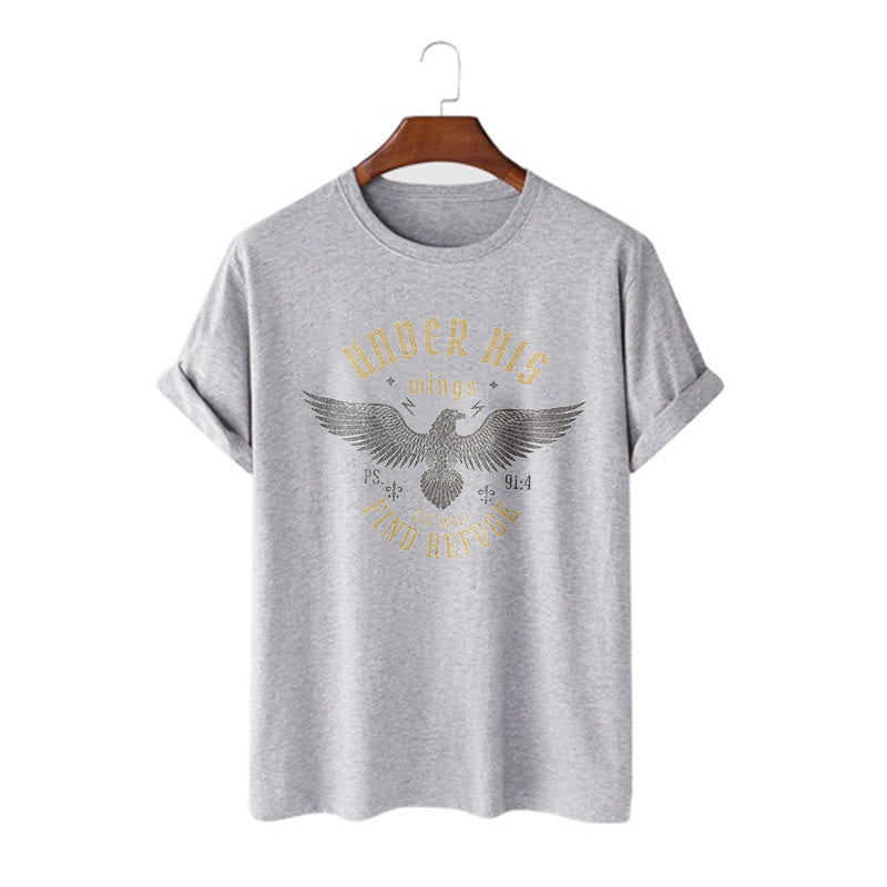 Christianartworkshop Modern Style Under His Wings You Will Find Refuge Short Sleeve T-shirt