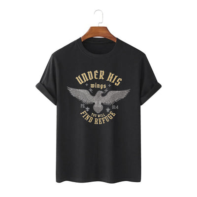 Christianartworkshop Modern Style Under His Wings You Will Find Refuge Short Sleeve T-shirt