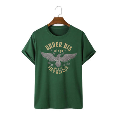 Christianartworkshop Modern Style Under His Wings You Will Find Refuge Short Sleeve T-shirt