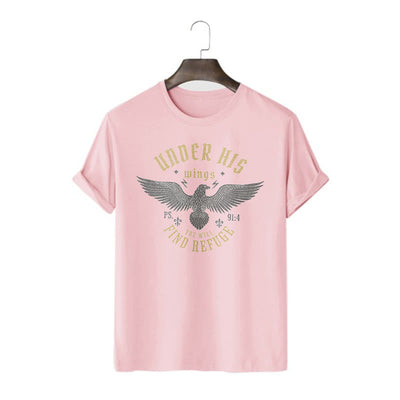 Christianartworkshop Modern Style Under His Wings You Will Find Refuge Short Sleeve T-shirt