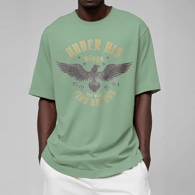 Christianartworkshop Modern Style Under His Wings You Will Find Refuge Short Sleeve T-shirt