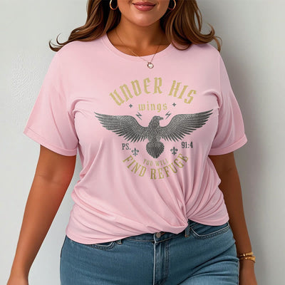 Christianartworkshop Modern Style Under His Wings You Will Find Refuge Short Sleeve T-shirt