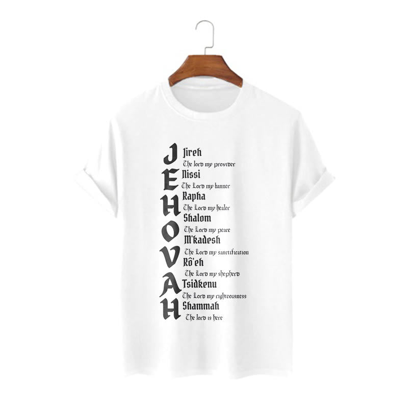 Christianartworkshop Minimalist Style Names Of Jehovah Short Sleeve T-shirt