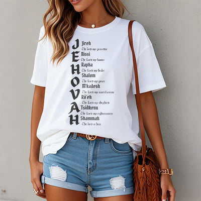 Christianartworkshop Minimalist Style Names Of Jehovah Short Sleeve T-shirt