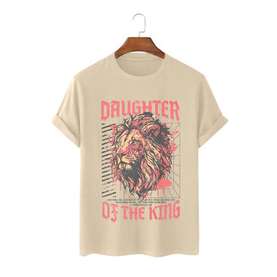 Christianartworkshop Modern Style Daughter Of The King Lion Head Short Sleeve T-shirt