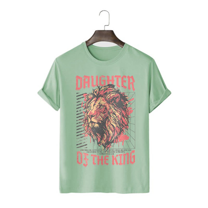 Christianartworkshop Modern Style Daughter Of The King Lion Head Short Sleeve T-shirt