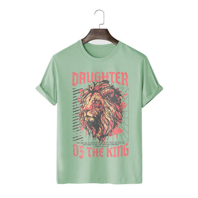 Christianartworkshop Modern Style Daughter Of The King Lion Head Short Sleeve T-shirt
