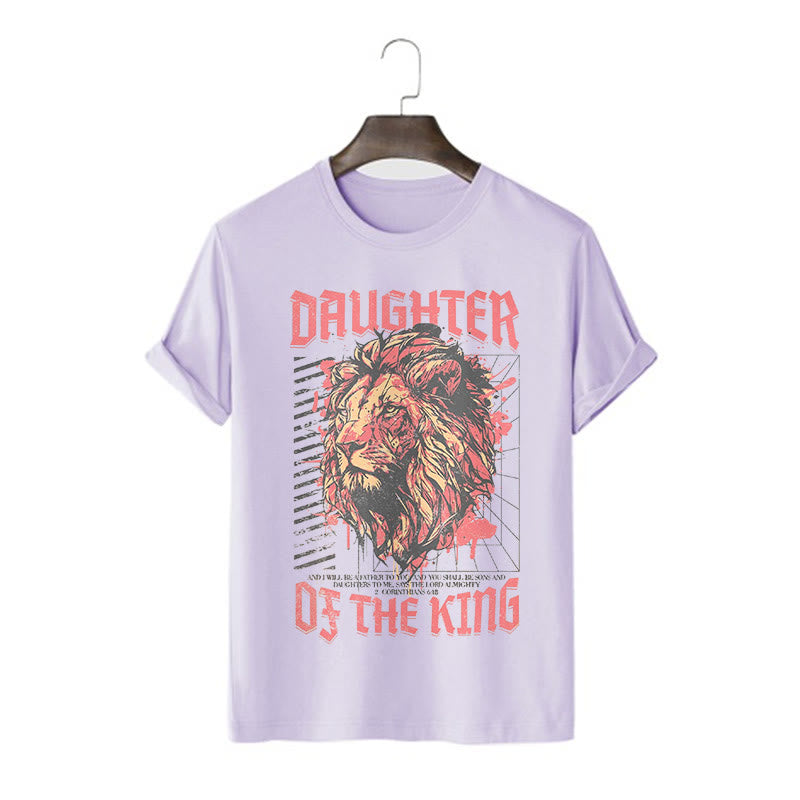 Christianartworkshop Modern Style Daughter Of The King Lion Head Short Sleeve T-shirt