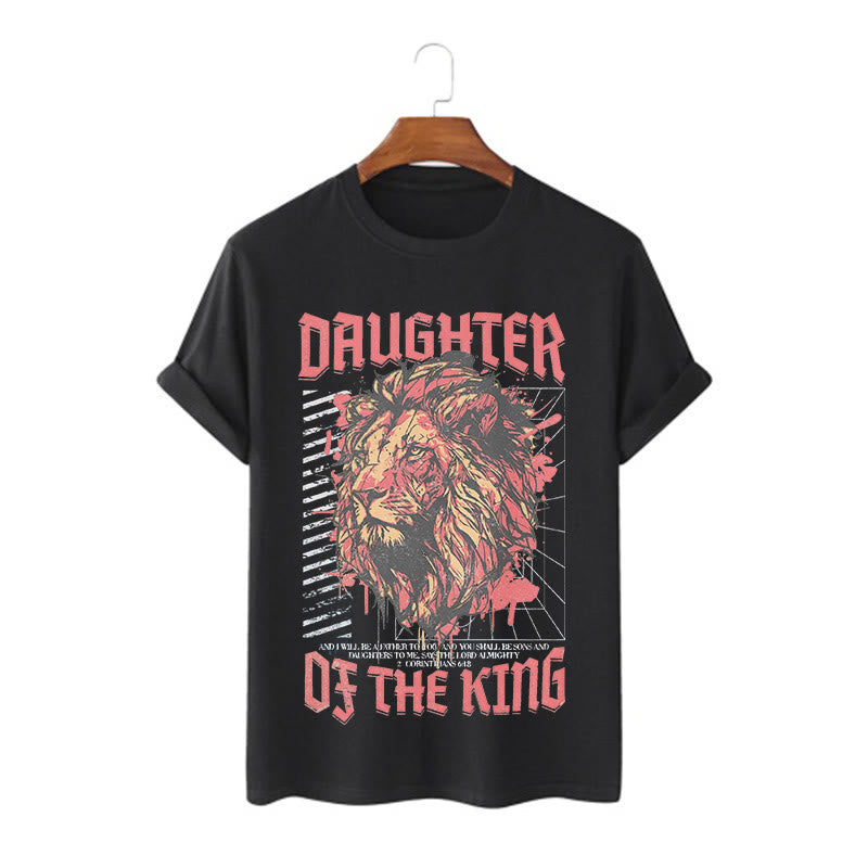 Christianartworkshop Modern Style Daughter Of The King Lion Head Short Sleeve T-shirt
