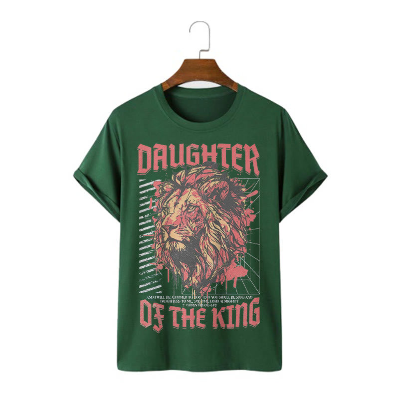 Christianartworkshop Modern Style Daughter Of The King Lion Head Short Sleeve T-shirt