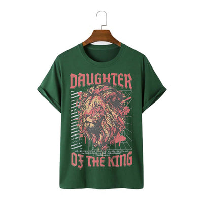 Christianartworkshop Modern Style Daughter Of The King Lion Head Short Sleeve T-shirt