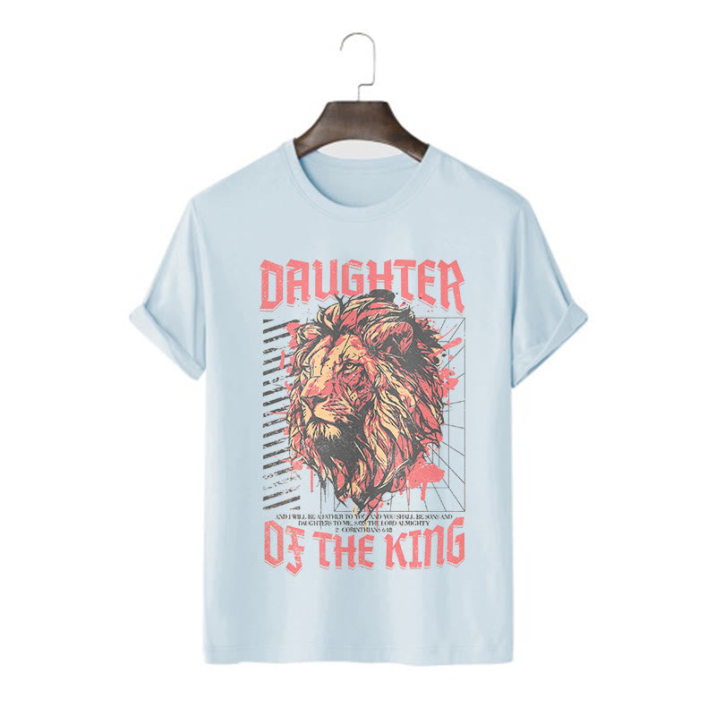 Christianartworkshop Modern Style Daughter Of The King Lion Head Short Sleeve T-shirt
