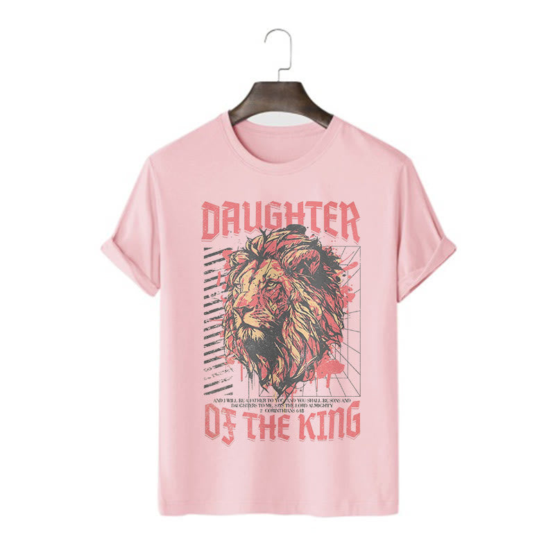 Christianartworkshop Modern Style Daughter Of The King Lion Head Short Sleeve T-shirt