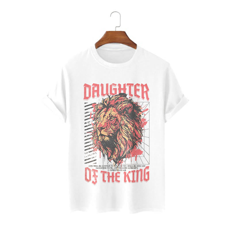 Christianartworkshop Modern Style Daughter Of The King Lion Head Short Sleeve T-shirt