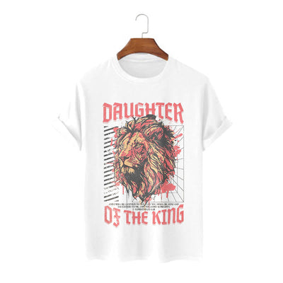 Christianartworkshop Modern Style Daughter Of The King Lion Head Short Sleeve T-shirt