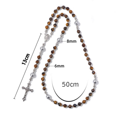 Christianartworkshop Natural Stone & Pearl Miraculous Medal Prayer Rosary