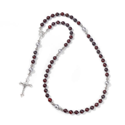 Christianartworkshop Natural Stone & Pearl Miraculous Medal Prayer Rosary